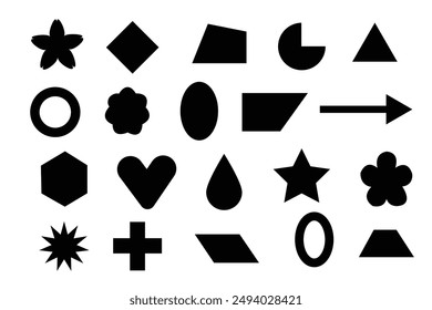 Set Of Basic Shape Icons. Line shape vector illustration isolated on white.