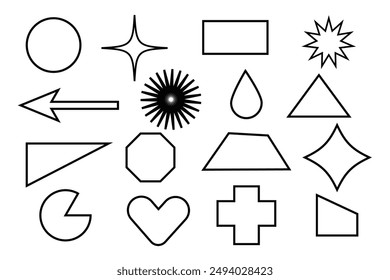 Set Of Basic Shape Icons. Line shape vector illustration isolated on white.