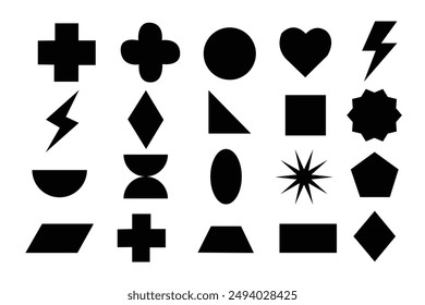 Set Of Basic Shape Icons. Line shape vector illustration isolated on white.