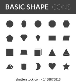 Set Of Basic Shape Icons. solid color shape vector illustration isolated on white background