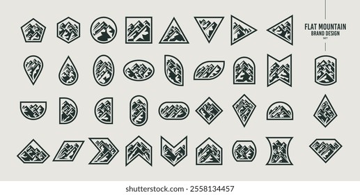 Set of basic shape mountain peak logo design