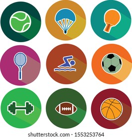 Set of basic sport icons in flat design
