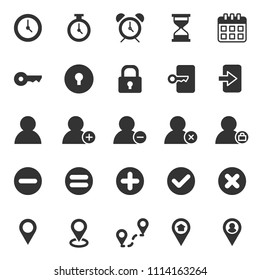 set of basic ui-ux icons, with flat glyph style, use for web, application, software design, user interface, use experience, modern, user frendly, perfect pixel, startup, ecommerce web, contact person 