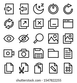 set of basic user interface icons with simple outline style, vector eps 10 