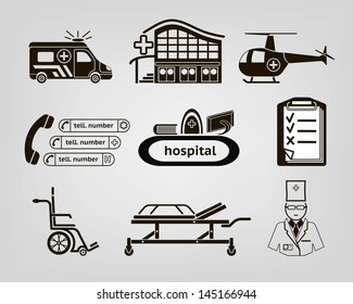 a set of basic vector icons on medicine
