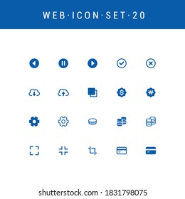 Set of basic web icons in blue color