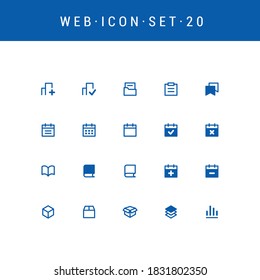 Set of basic web icons in blue color