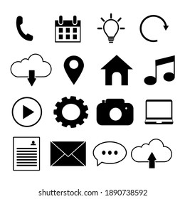Set basic web icons home music camera vector