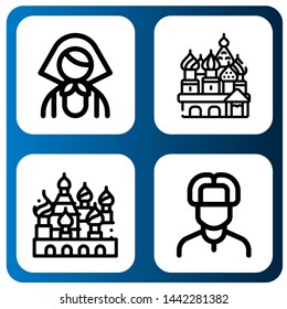 Set of basil icons such as Russian, Cathedral of saint basil , basil