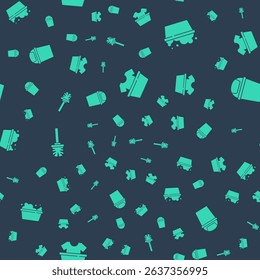 Set Basin with shirt, soap suds, Toilet brush and Trash can on seamless pattern. Vector