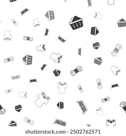 Set Basin with soap suds, Temperature wash, Yarn and Drying clothes on seamless pattern. Vector