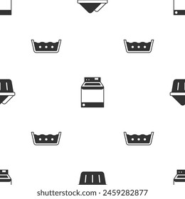 Set Basin with soap suds, Washer and Temperature wash on seamless pattern. Vector