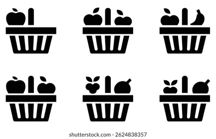 a set of basket on white background