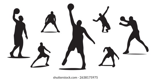Set of Basketball Action Silhouettes – Vector Sports Icons and Poses