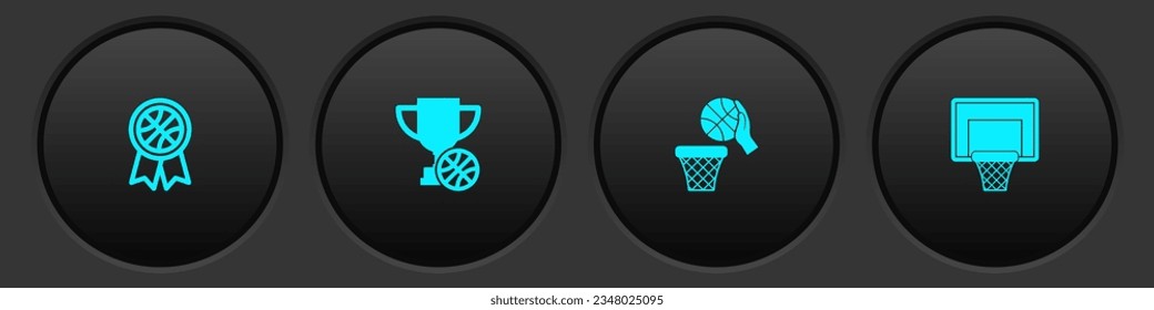 Set Basketball award, Award cup with basketball, and and backboard icon. Vector