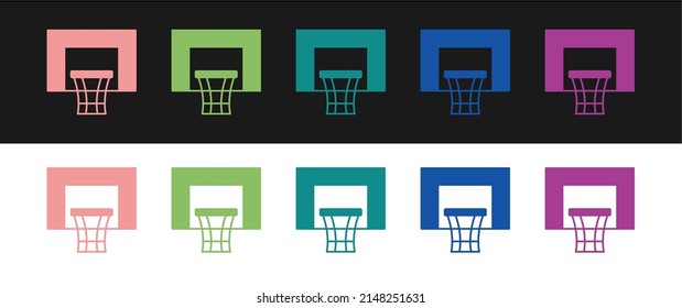 Set Basketball backboard icon isolated on black and white background.  Vector