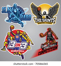 set of basketball badge collection