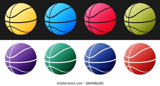 Set Basketball ball icon isolated on black and white background. Sport symbol. Vector.