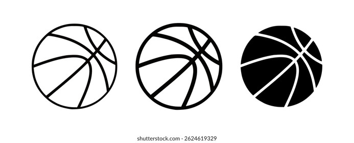 Set of basketball ball icon. Vector illustration. Set of isolated basketball ball icons and symbols. Black and white basketball ball symbol.