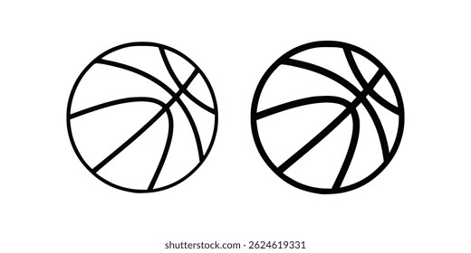Set of basketball ball icon. Vector illustration. Set of isolated basketball ball icons and symbols. Black and white basketball ball symbol.