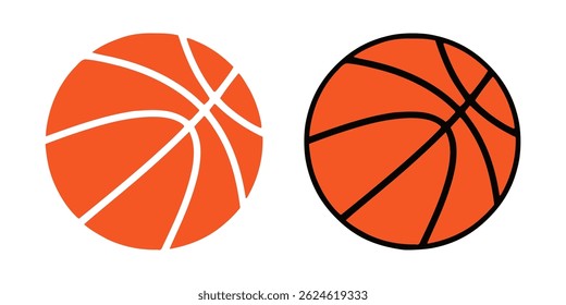 Set of basketball ball icon. Vector illustration. Set of isolated basketball ball icons and symbols. Black and white basketball ball symbol.