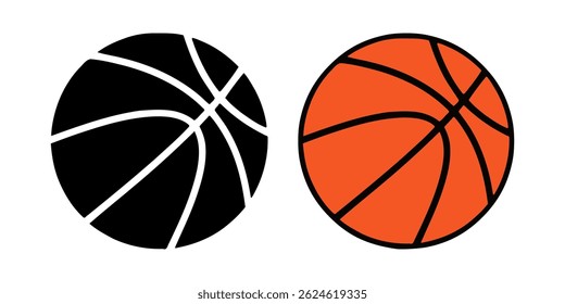 Set of basketball ball icon. Vector illustration. Set of isolated basketball ball icons and symbols. Black and white basketball ball symbol.