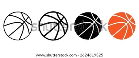 Set of basketball ball icon. Vector illustration. Set of isolated basketball ball icons and symbols. Black and white basketball ball symbol.