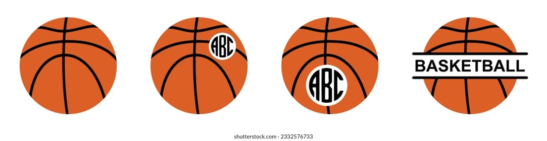 Set basketball ball monogram frame. Sport vector illustration