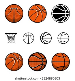 Set of basketball balls. Basketball ball icons. Basketball team emblem templates.