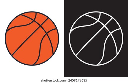 Conjunto de balones de baloncesto aislados sobre un fondo blanco y negro, Ilustración vectorial. EPS 10