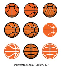 Set of basketball balls isolated on white background. Design element for poster, logo, label, emblem, sign, t shirt. Vector illustration