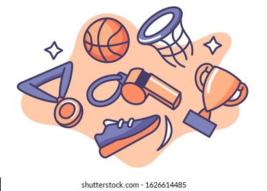 Set of Basketball cartoon illustration
