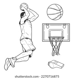 set Basketball Cartoon Vector illustration