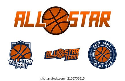 Set of basketball clubs or team logos on white background