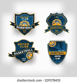 Set Of Basketball College Team Emblem Logo Crest  Backgrounds