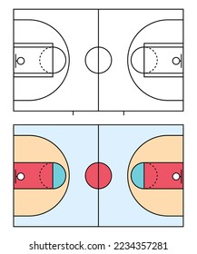 Set of Basketball court icon, floor parquet area, top american sport symbol, basket field vector illustration .