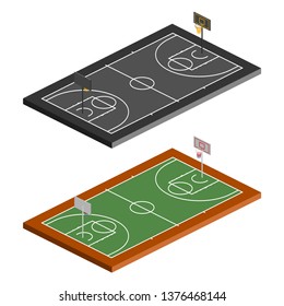 Set Basketball Courts Isometric Vector Illustration Stock Vector ...