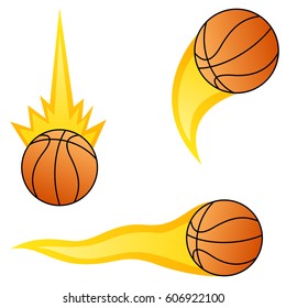 Set of basketball in different flame styles
