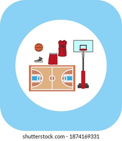 set basketball illustrations on white background vector