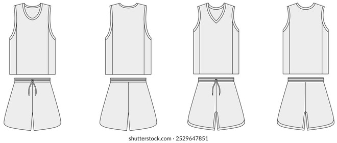 Set of basketball jersey mock up design. front and back jersey mock up editable vector design	 
