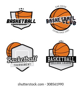 Set Basketball Logos Emblems Labels Design Stock Vector (Royalty Free ...