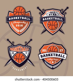 Set of basketball logo design for apparel, clothing and other design you want to apply. Vector illustration