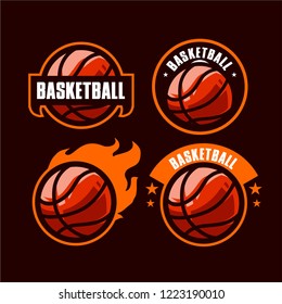 Set basketball logo for sport team vector template, set sport logo, set badge logo, 4 set logo, vector illustrations