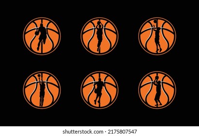 Set of basketball logo vector graphic for any business especially for sport team, club, community.