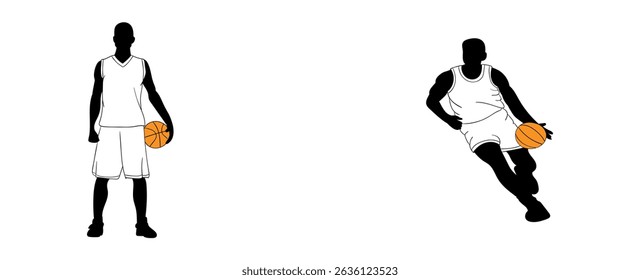 set basketball player in action with ball