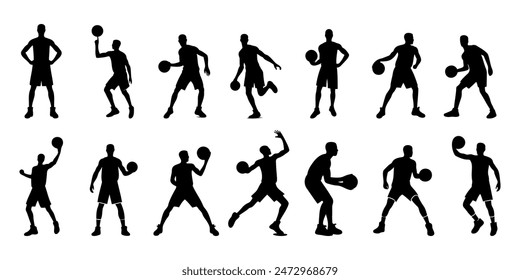 Set of basketball player silhouette