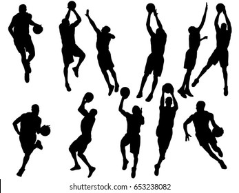 Set Of Basketball Player Silhouette