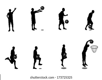 Set of Basketball Players Vector Illustration