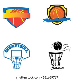 Set of basketball related objects, Vector illustration