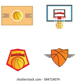 Set of basketball related objects, Vector illustration